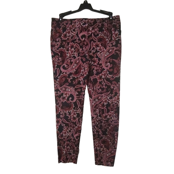 𝅺New York & Company Cropped Black Pants with Paisley Floral Design Sz.4 - Picture 1 of 7